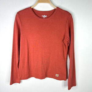 Carhartt Women's Long Sleeve Orange Shirt Size Medium‎ Crew Neck